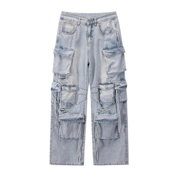 Y2k Baggy Jeans for Men Ripped Torn Wide Leg Oversized Pants Casual Loose 90s Vintage Street Stylish Hip-hop Trousers aidase-shop